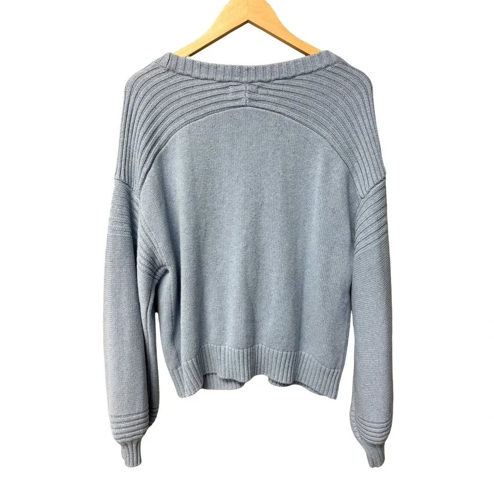 NAADAM Donegal Cardigan Sweater‎ Light Blue Womens L Cotton Silk Blend Cozy EUC